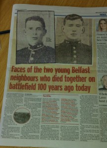 Faces of the two young Belfast neighbours who died together on battlefield 100 years ago today