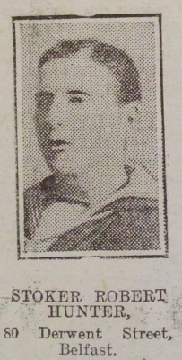 Hunter, Robert, Stoker, RN HMS Hawke, 80 Derwent Street Belfast, Died, Oct 1914