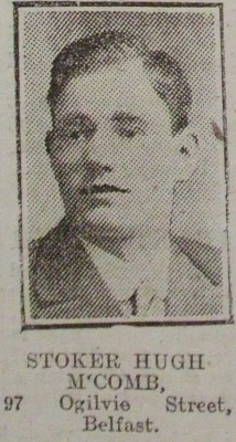 McComb, Hugh, Stoker, RN HMS Hawke, 97 Ogilvie Street Belfast, Died, Oct 1914