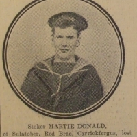 Donald, Martie, Stoker, RN HMS Hawke, Salutober Red Brae Carrickfergus ANtrim, Died