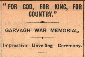 Garvagh War Memorial - Headlines (Northern Whig, 28-03-1924)